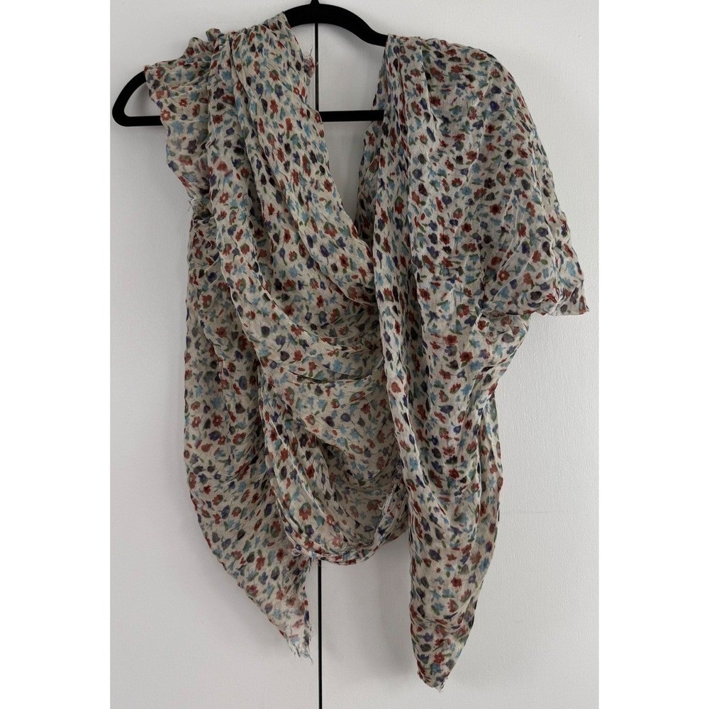 Target Women Floral Scarf‎ Multicolor Ditsy Print Rayon Frayed Edge One Size